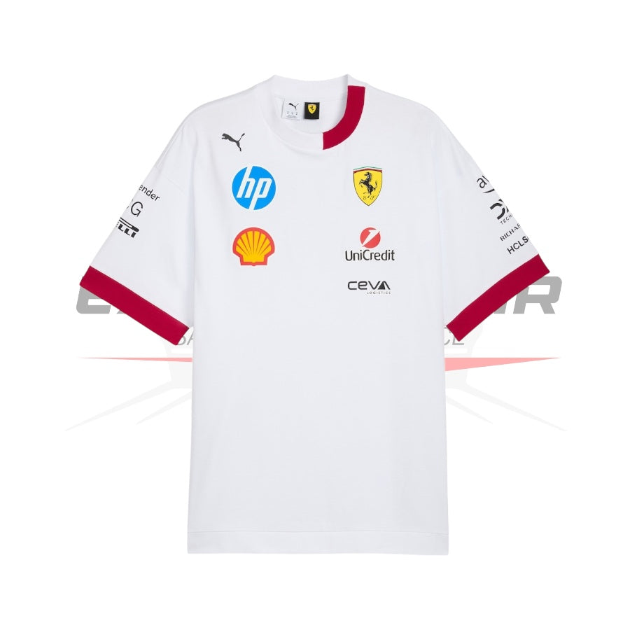 Scuderia Ferrari 2025 Drivers Oversized T-Shirt - White Ex Race Gear