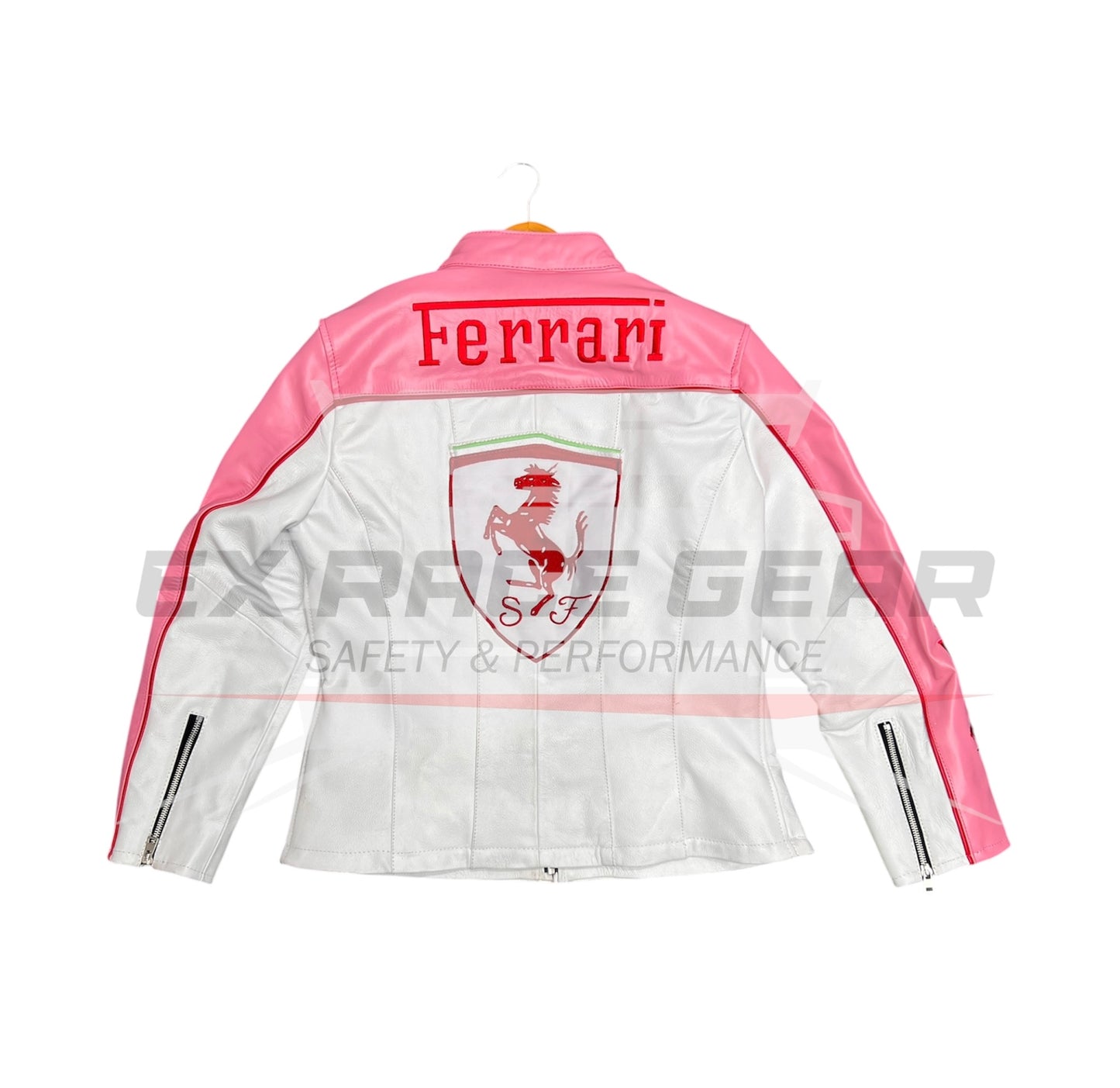 Ferrari Pink Leather F1 Racing Jacket – Vintage Edition