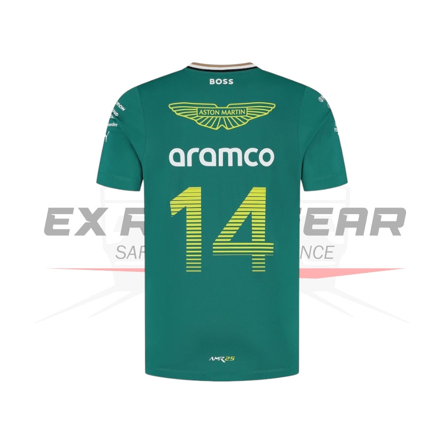 Aston Martin Aramco Cognizant F1 2025 Fernando Alonso Team Driver T-Shirt Ex Race Gear