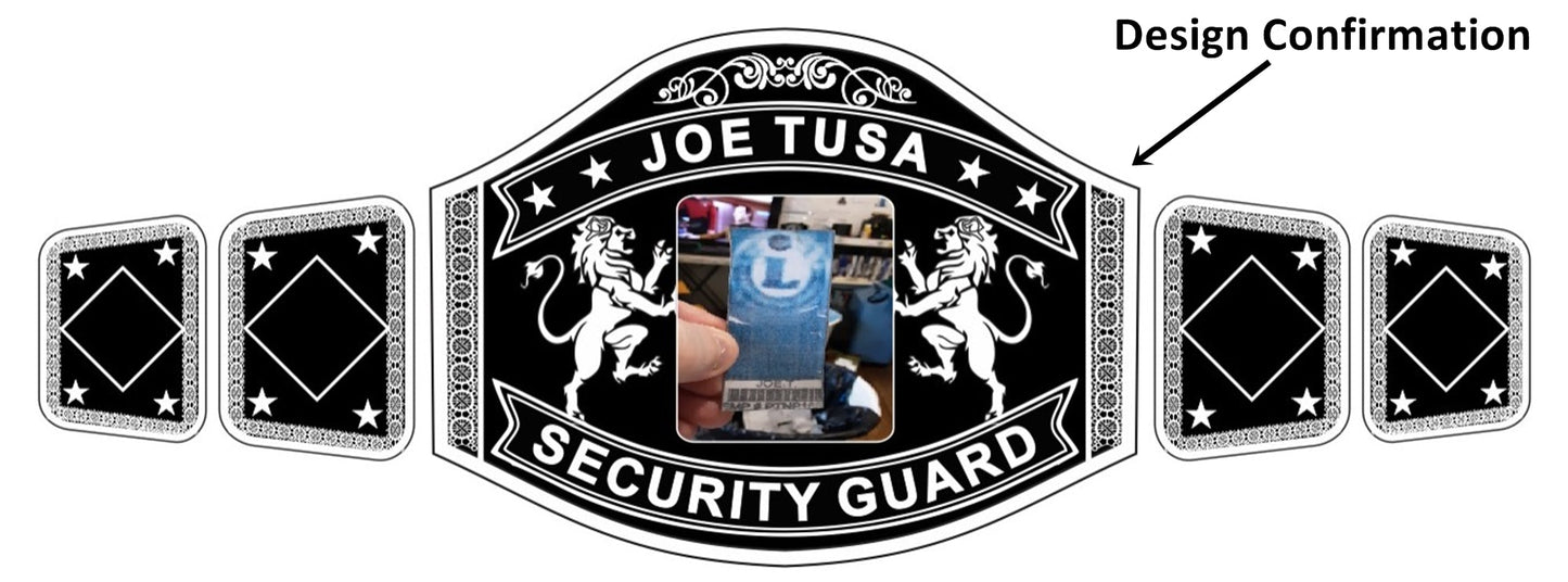 Custom Name and Security Guard Card Logo Wrestling Championship Belt poshleathers-14b7