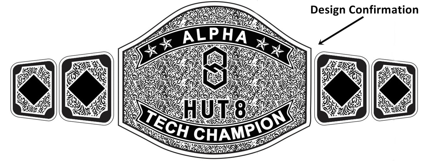 Custom Name and Hut 8 Logo Wrestling Championship Belt poshleathers-14b7