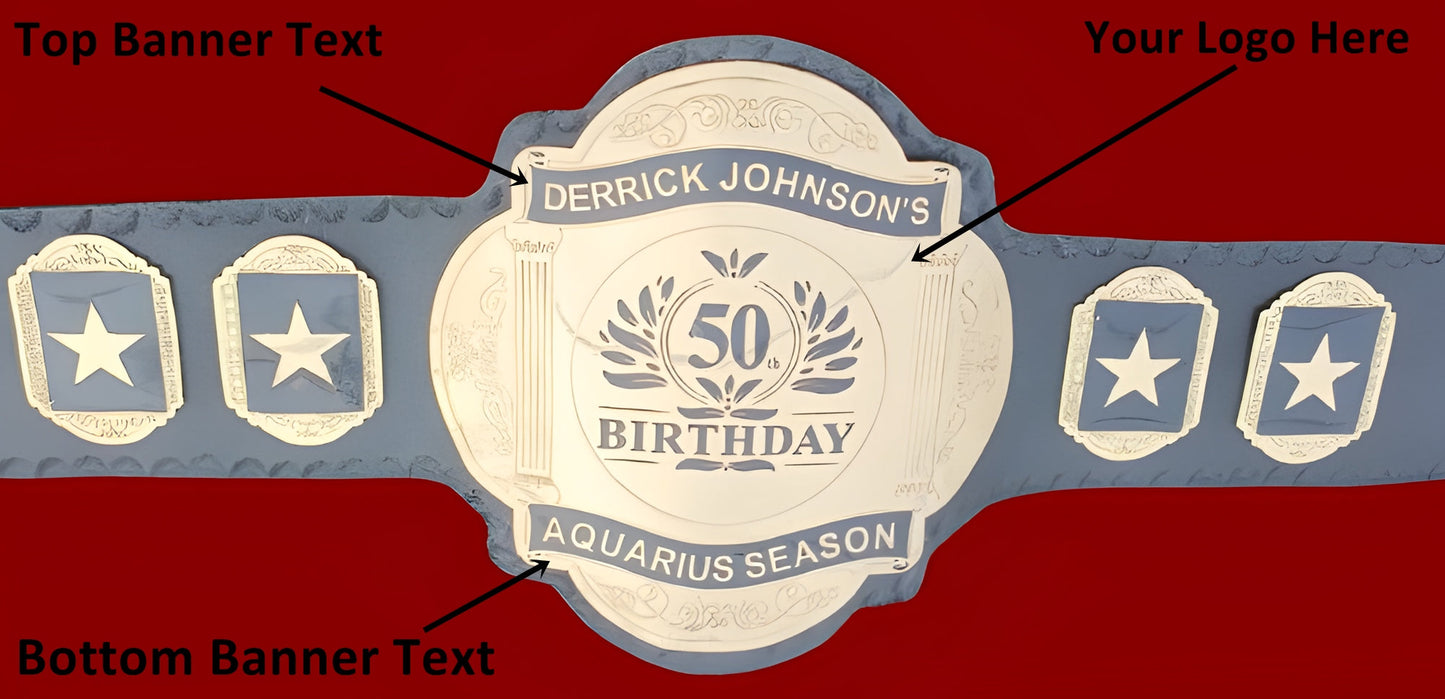 Custom 50th Birthday Logo Wrestling Championship Belt Customize Wrestling Belts