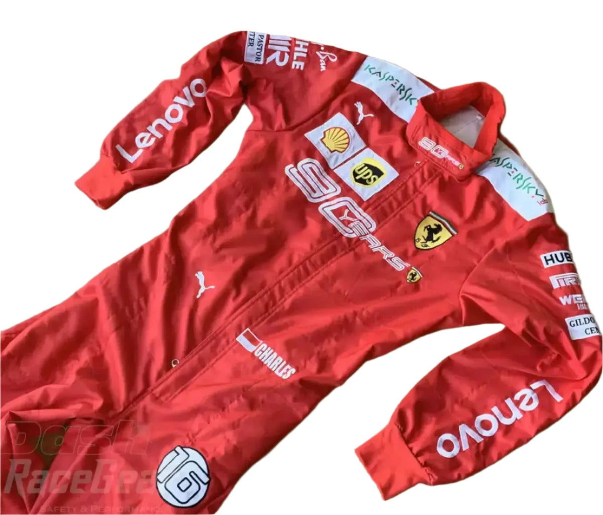2019 Charles Leclerc Scuderia Ferrari 90 Years Embroided Racing Suit - Ex Race Gear