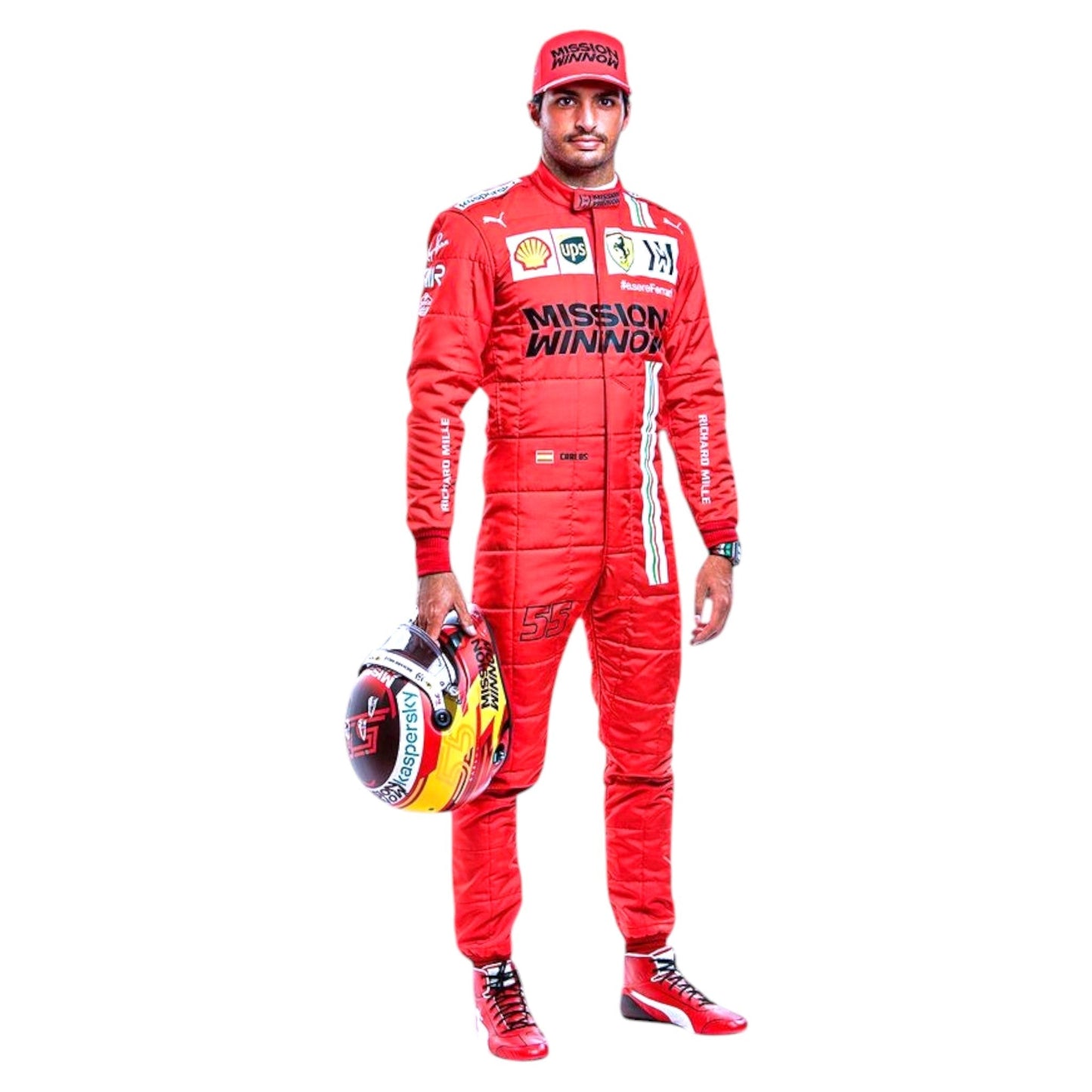 2021 Carlos Sainz Mission Winnow Scuderia Ferrari F1 Race Suit Ex Race Gear