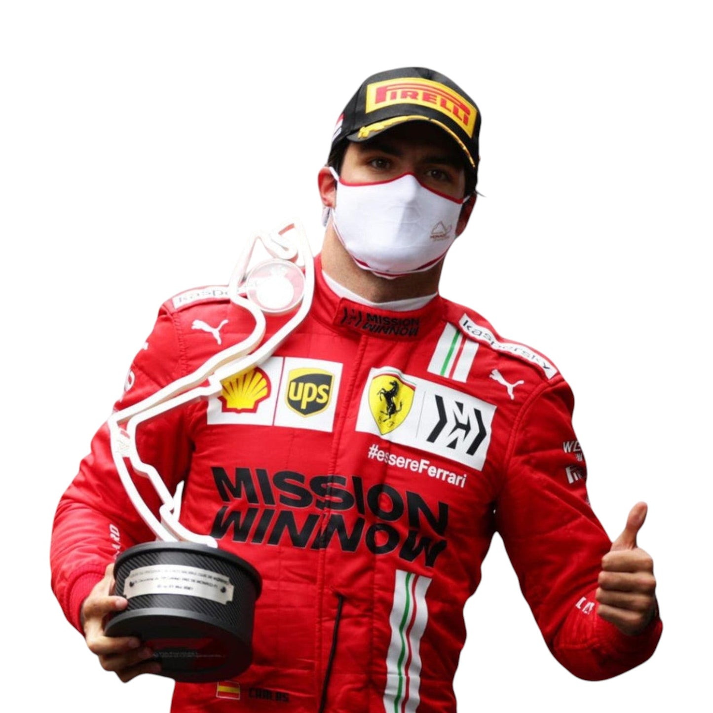2021 Carlos Sainz Mission Winnow Scuderia Ferrari F1 Race Suit Ex Race Gear