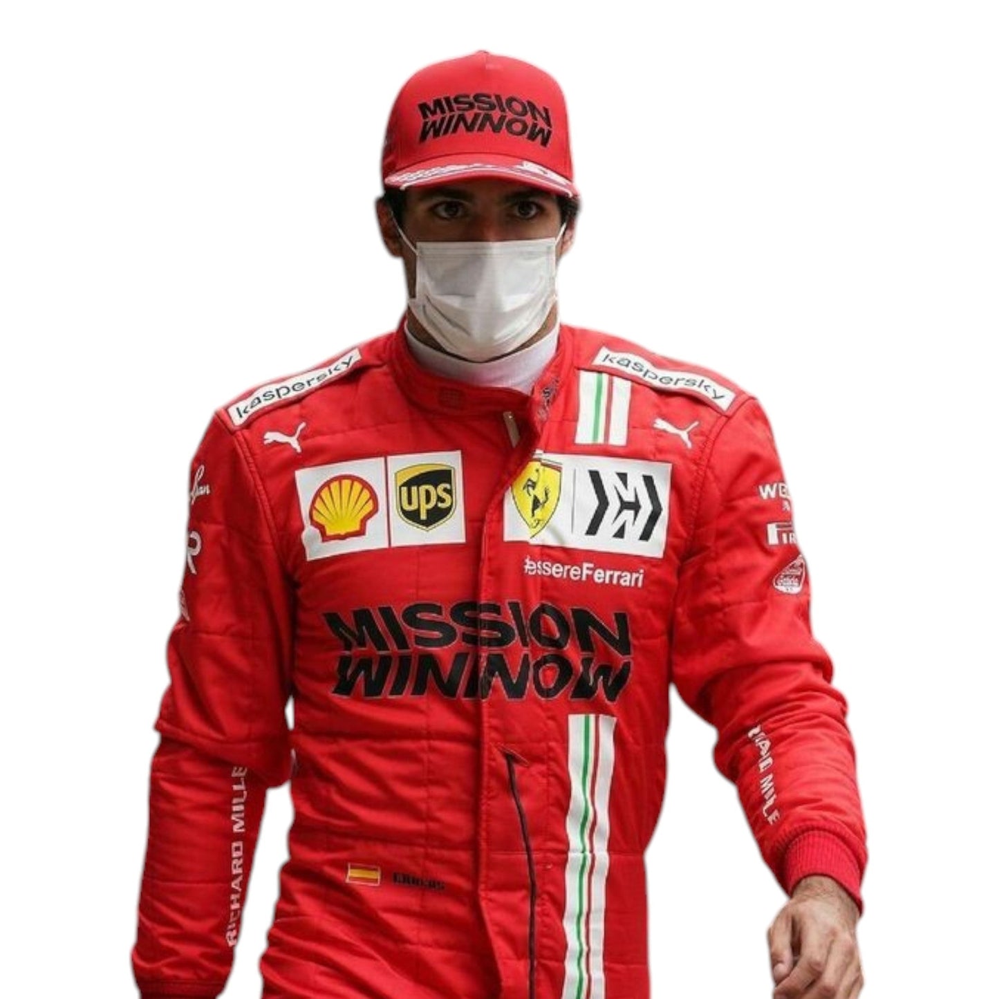 2021 Carlos Sainz Mission Winnow Scuderia Ferrari F1 Race Suit Ex Race Gear