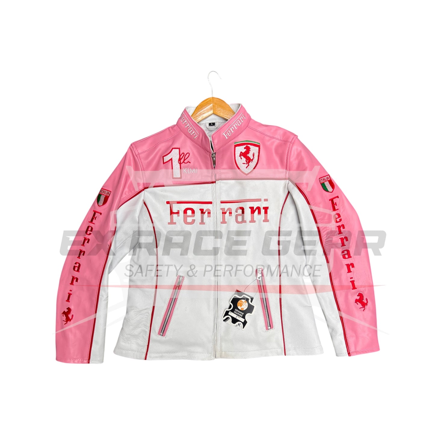 Ferrari Pink Leather F1 Racing Jacket – Vintage Edition