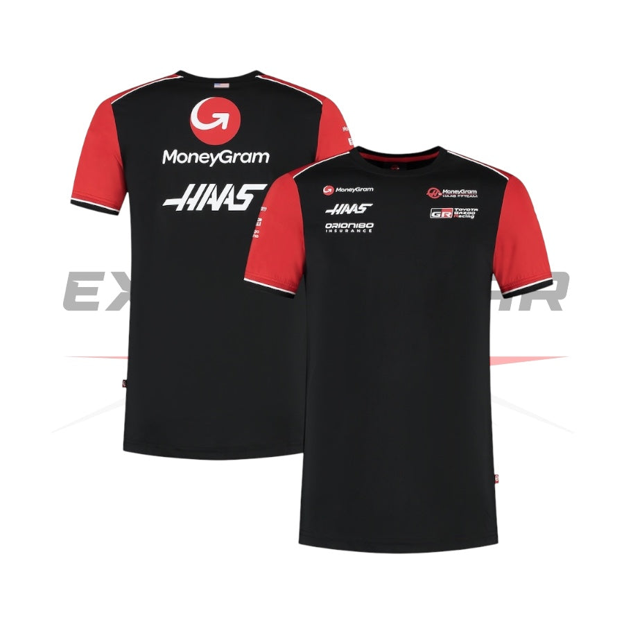 Haas F1 Moneygram 2025 Team T-Shirt - Black Ex Race Gear