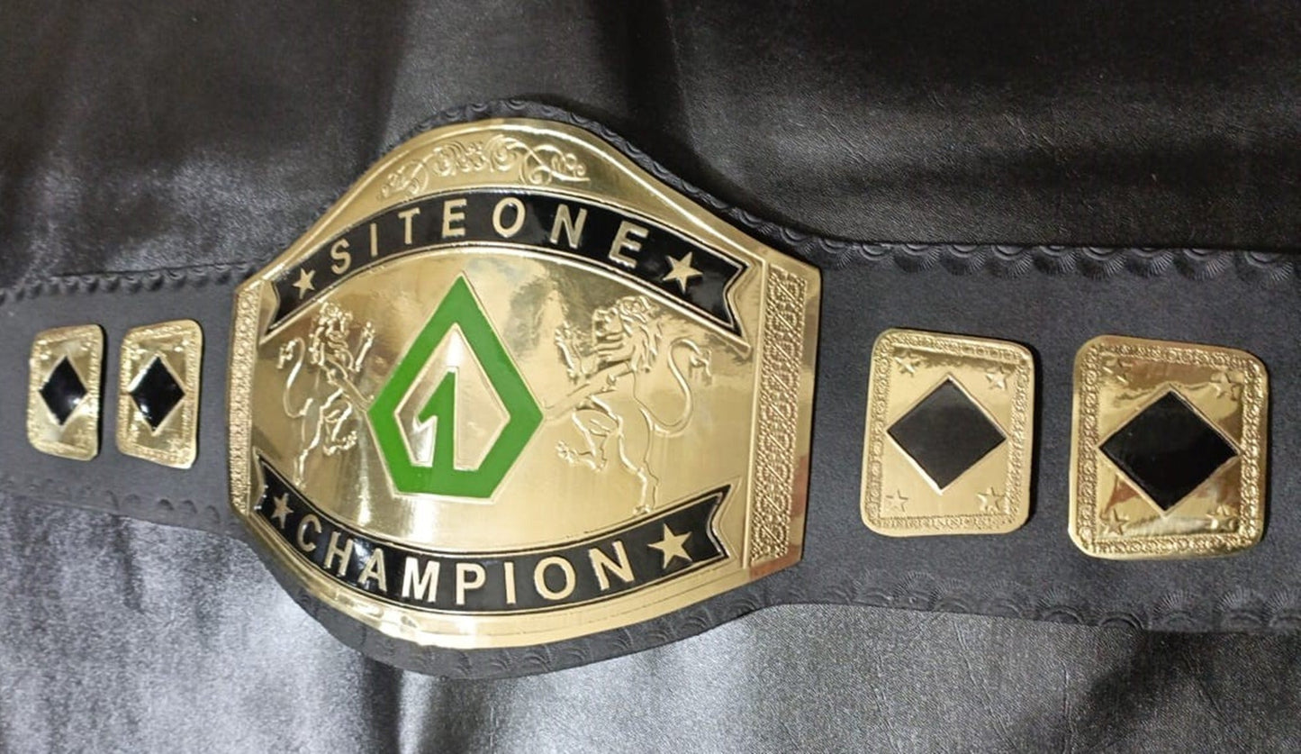 Custom Name and One Triangle Logo Wrestling Championship Belt poshleathers-14b7