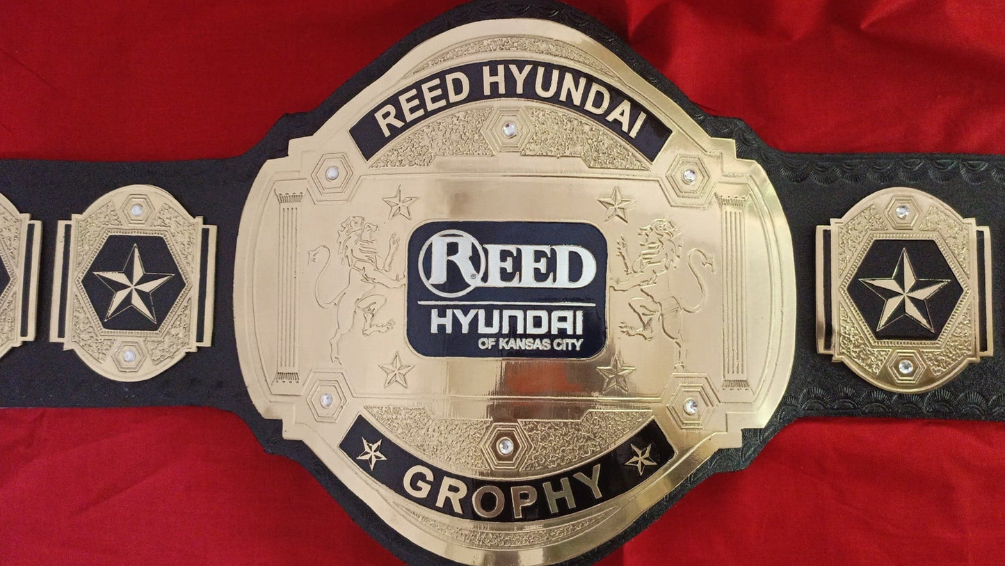 Custom Name and Reed Hyundai Logo Wrestling Championship Belt poshleathers-14b7