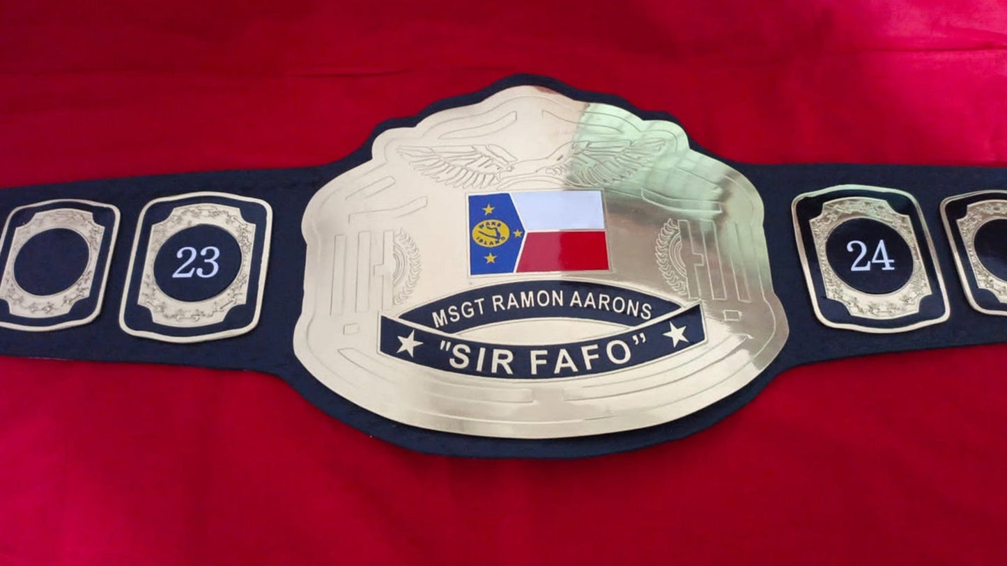 Custom Name and Flag Wrestling Championship Belt poshleathers-14b7