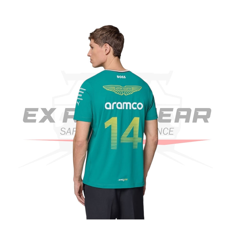 Aston Martin Aramco Cognizant F1 2025 Fernando Alonso Team Driver T-Shirt Ex Race Gear