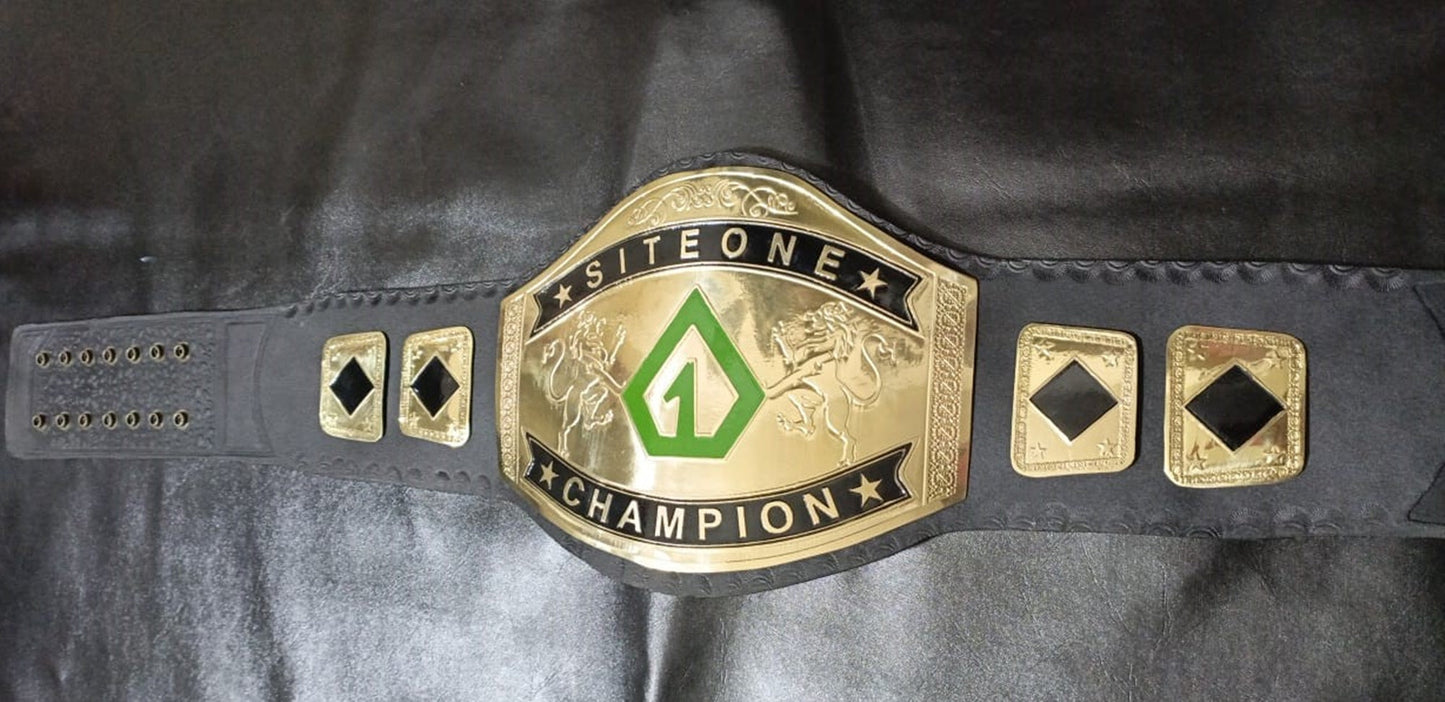 Custom Name and One Triangle Logo Wrestling Championship Belt poshleathers-14b7