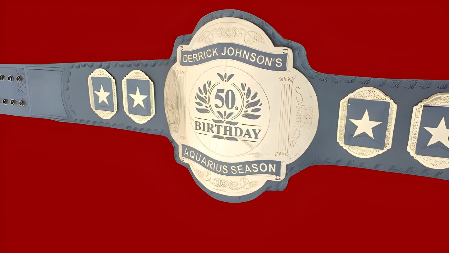 Custom 50th Birthday Logo Wrestling Championship Belt Customize Wrestling Belts