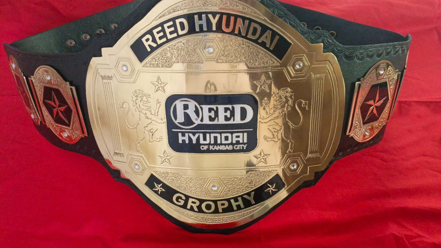 Custom Name and Reed Hyundai Logo Wrestling Championship Belt poshleathers-14b7