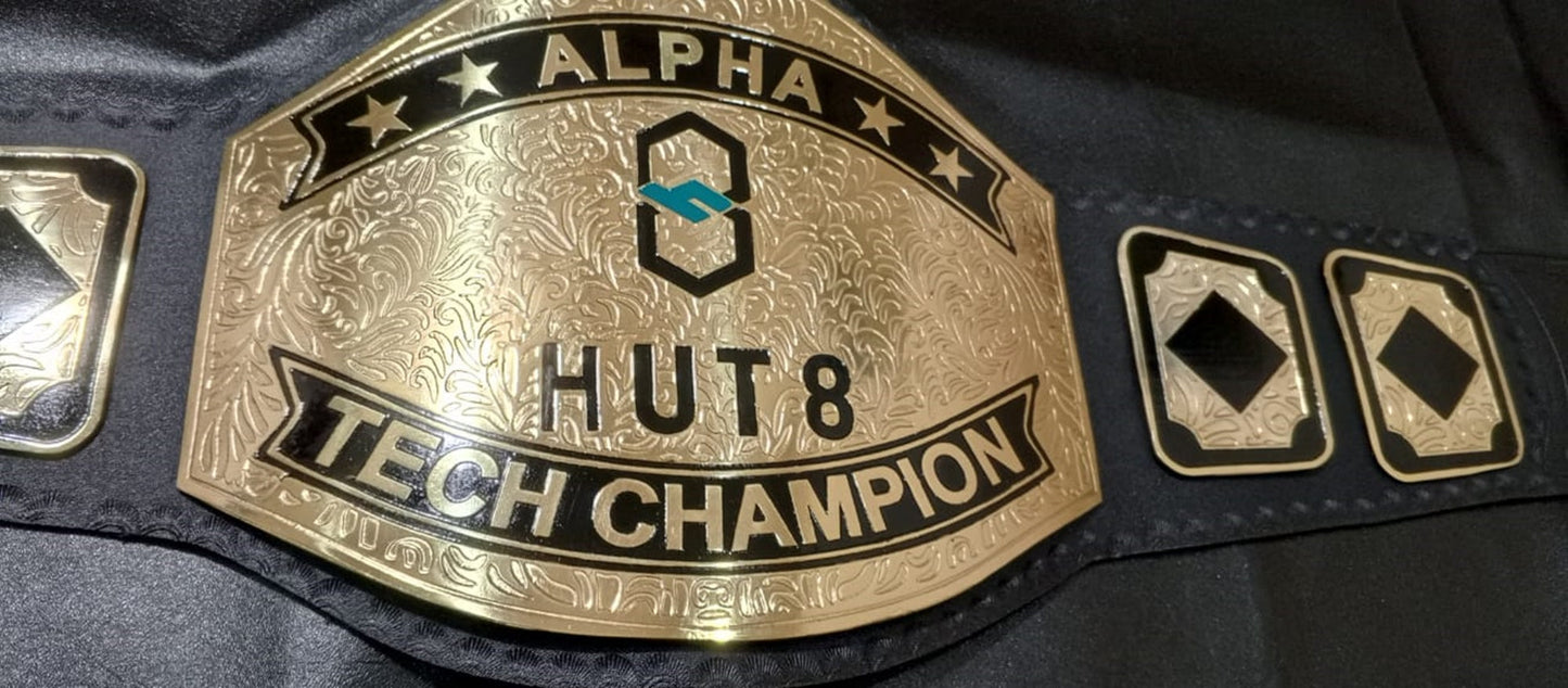 Custom Name and Hut 8 Logo Wrestling Championship Belt poshleathers-14b7