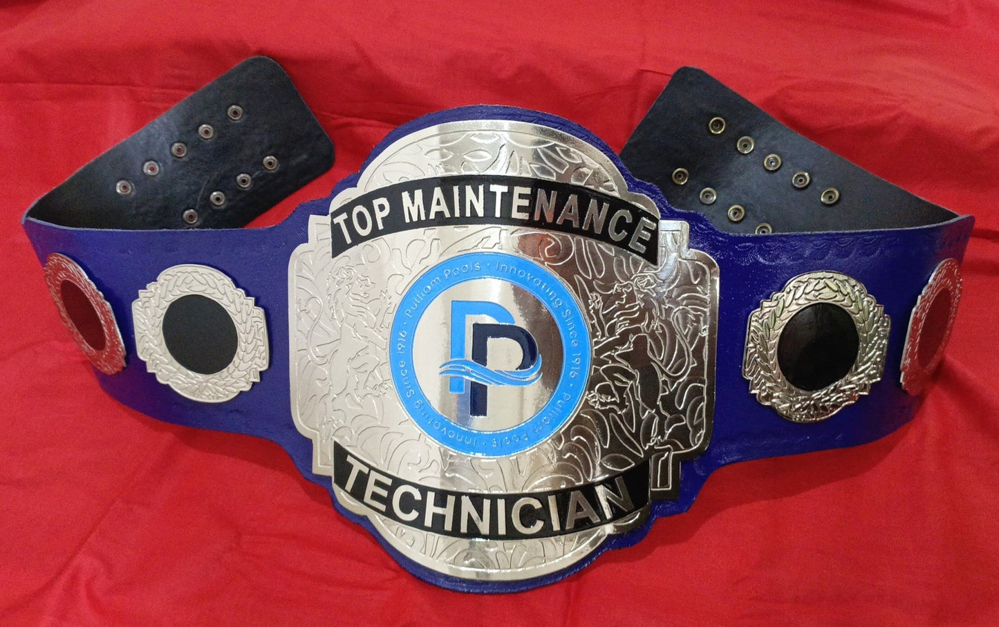 Custom Name and Pulliam Pools Logo Wrestling Championship Belt poshleathers-14b7