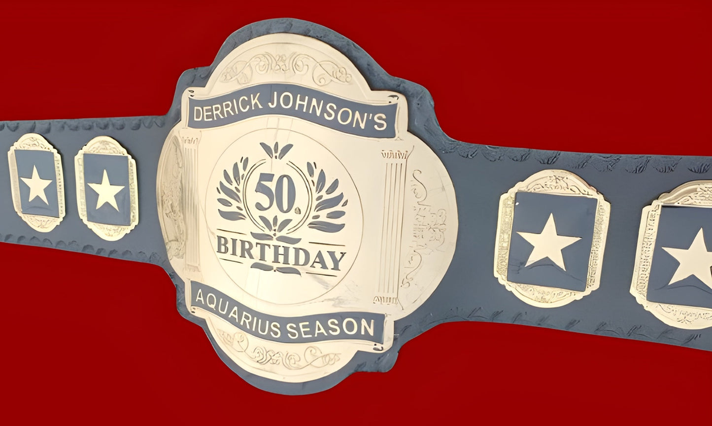 Custom 50th Birthday Logo Wrestling Championship Belt Customize Wrestling Belts