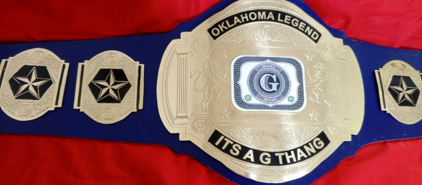 Custom Name and G Logo Wrestling Championship Belt poshleathers-14b7