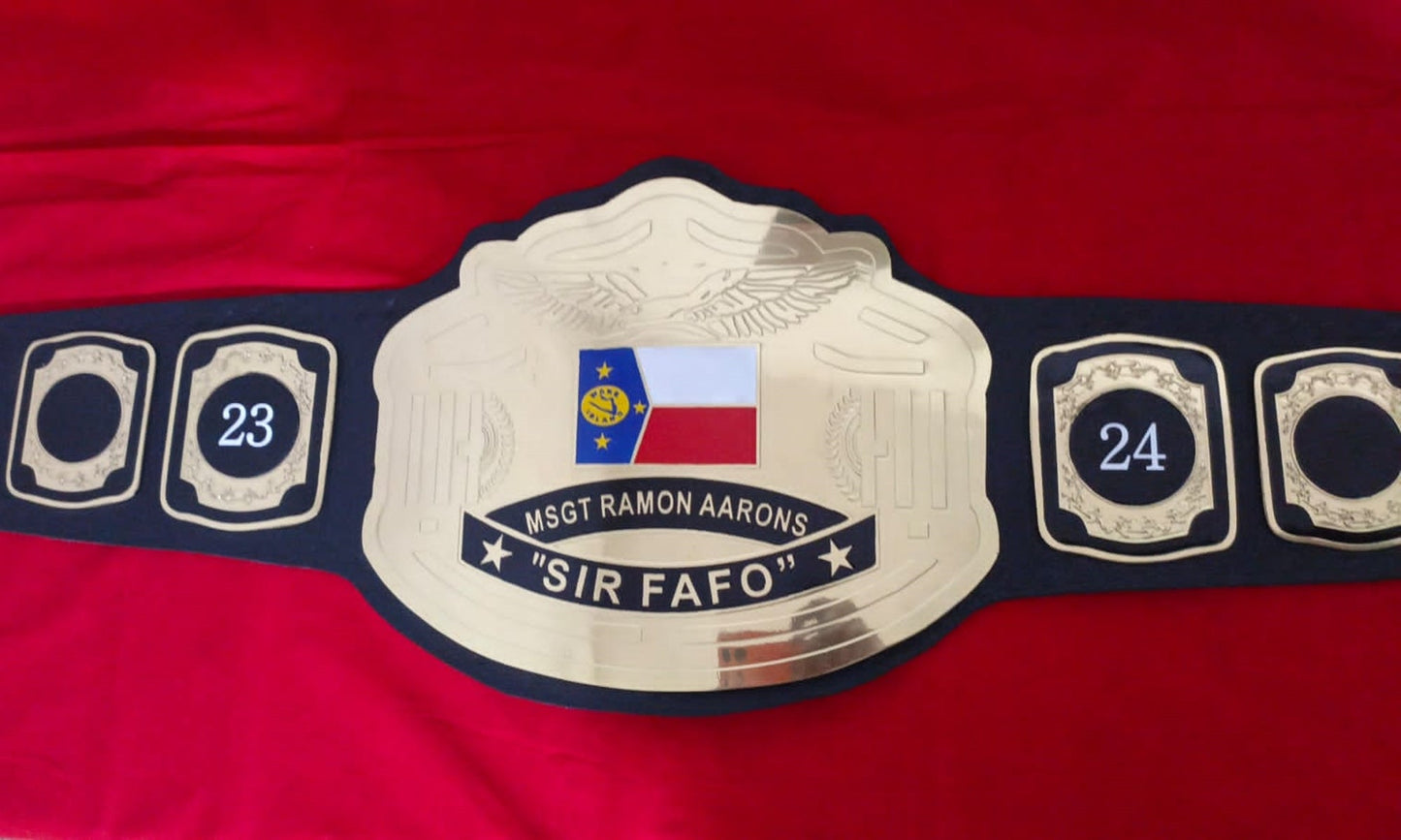 Custom Name and Flag Wrestling Championship Belt poshleathers-14b7