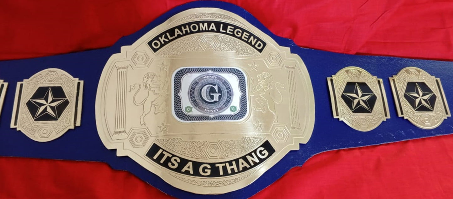 Custom Name and G Logo Wrestling Championship Belt poshleathers-14b7
