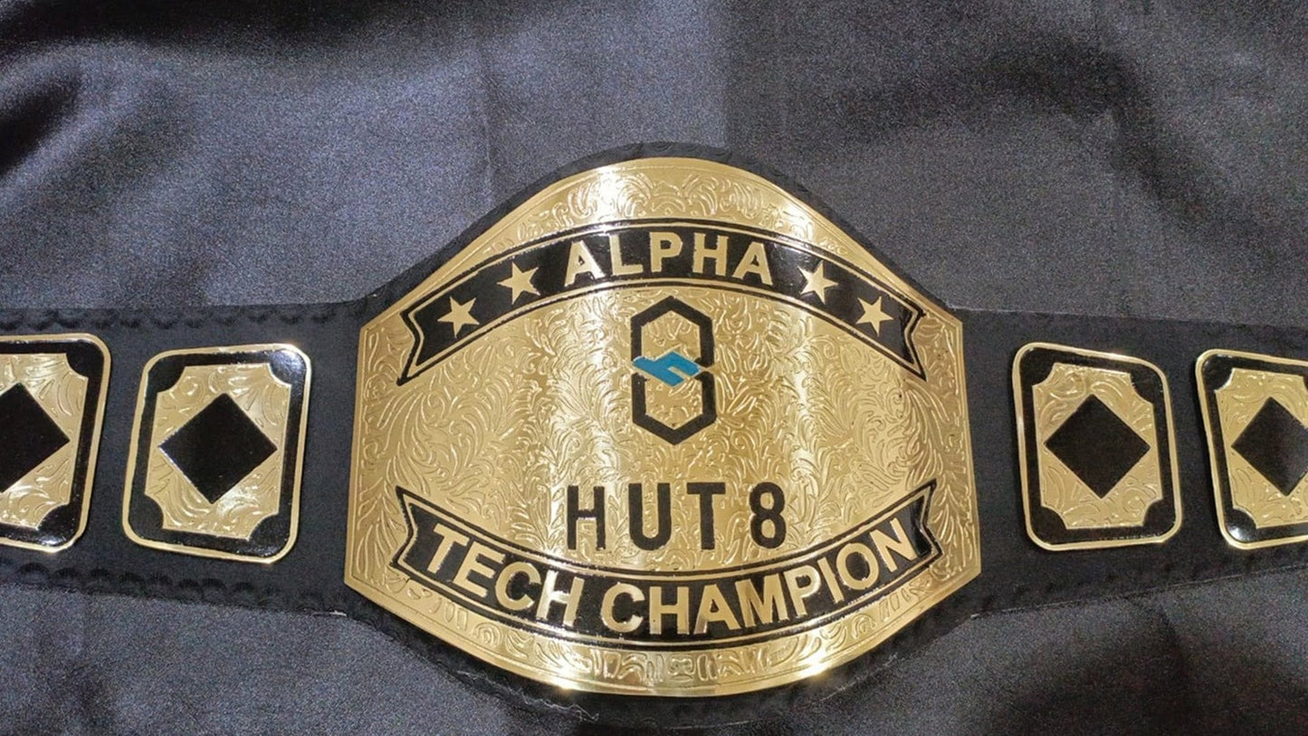 Custom Name and Hut 8 Logo Wrestling Championship Belt poshleathers-14b7