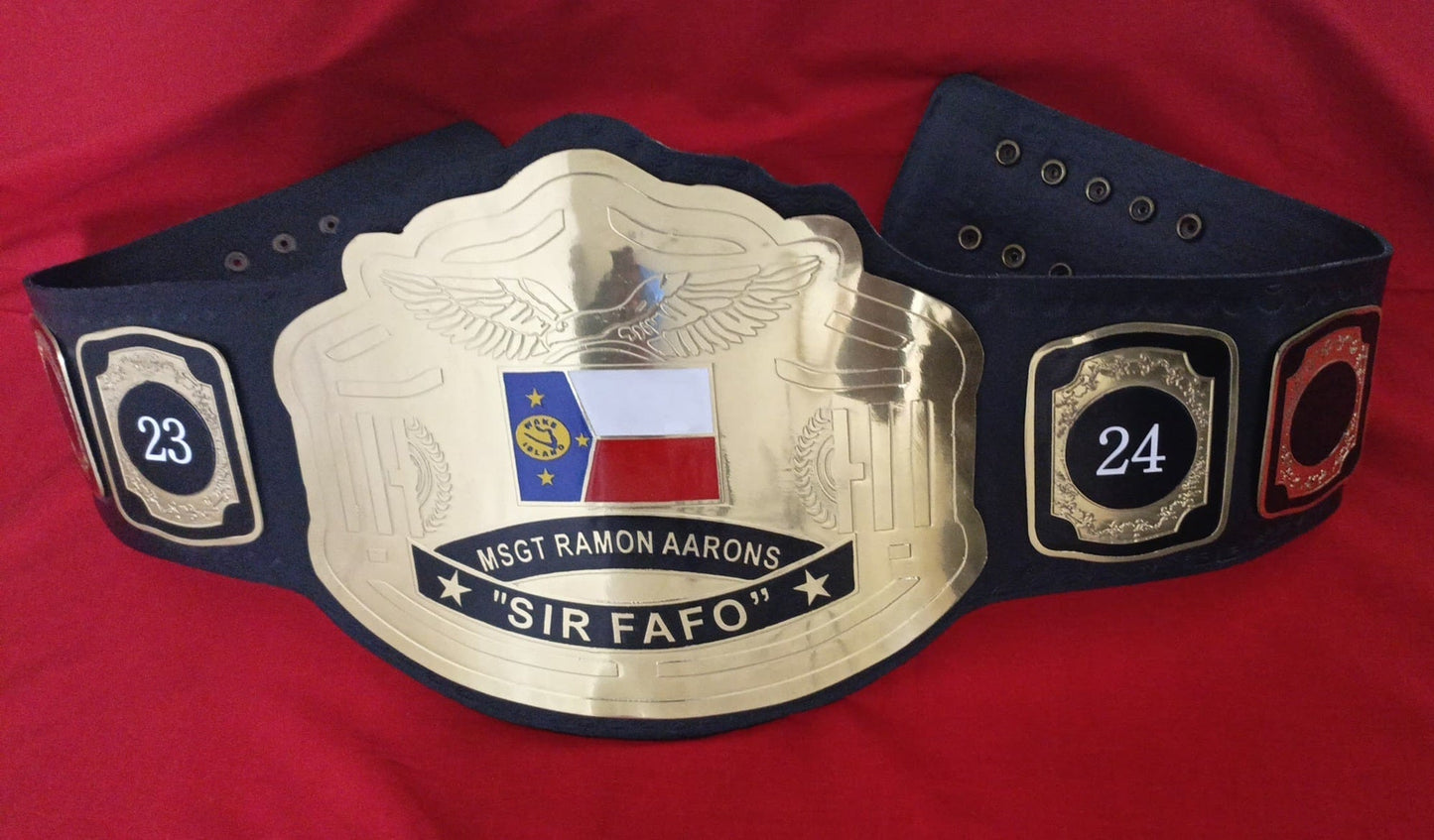 Custom Name and Flag Wrestling Championship Belt poshleathers-14b7