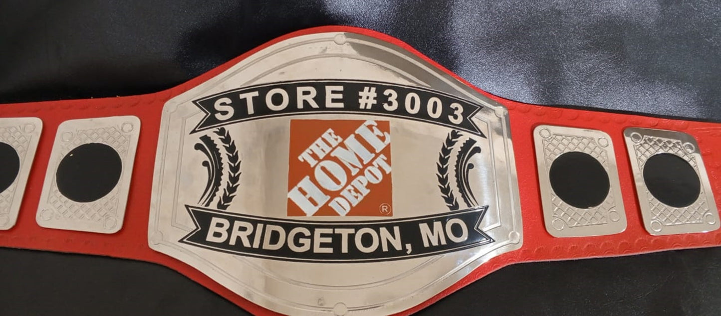 Custom Name and The Home Depot Logo Wrestling Championship Belt poshleathers-14b7