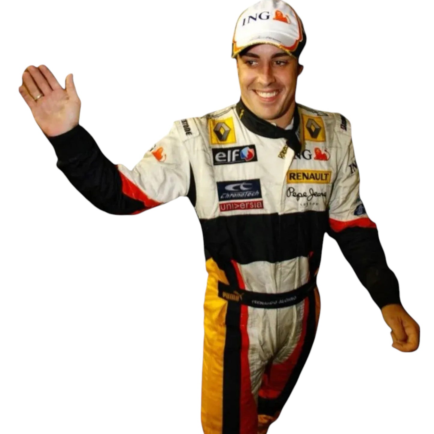 2008 Fernando Alonso Renault F1 Embroidered Racing Suit Rustle Racewears