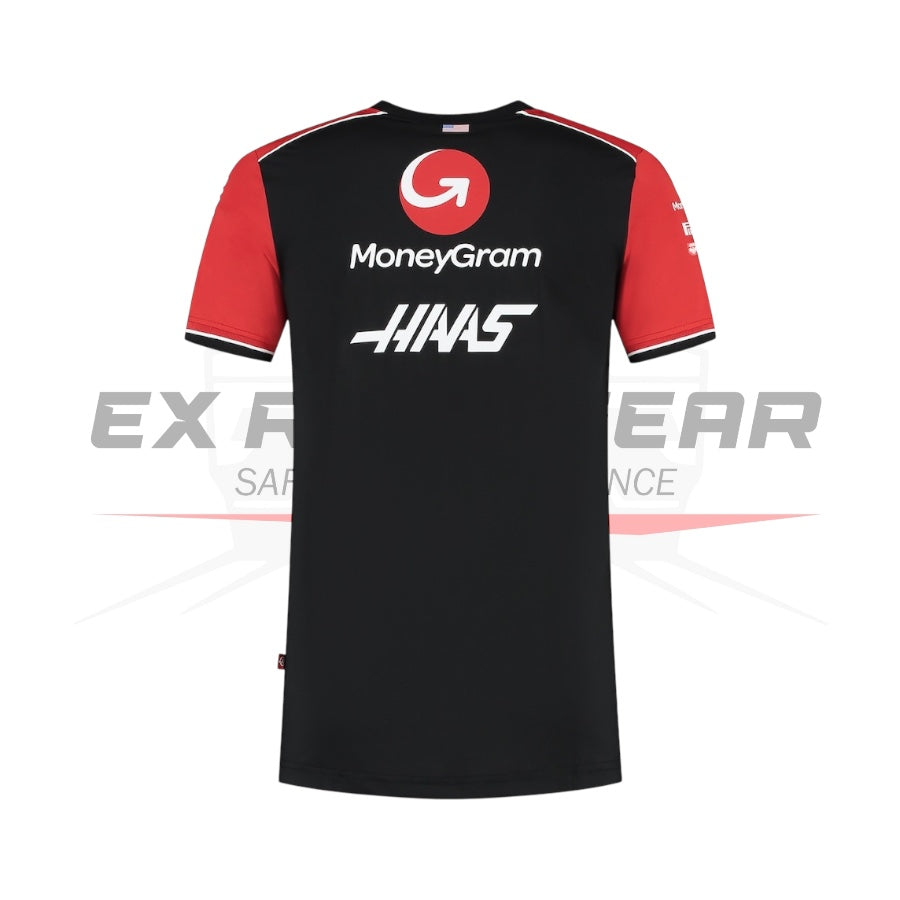 Haas F1 Moneygram 2025 Team T-Shirt - Black Ex Race Gear