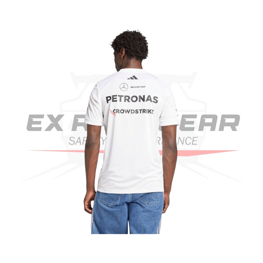 Mercedes AMG Petronas adidas F1 2025 Team Driver T-Shirt - White In Stock Ex Race Gear