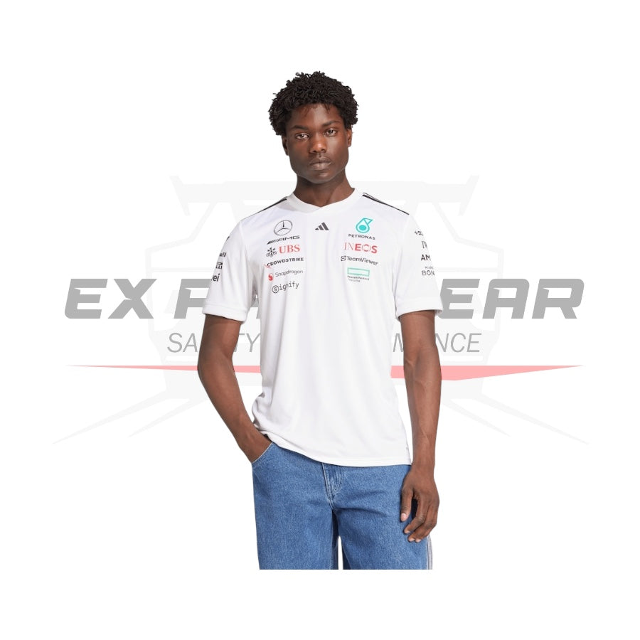 Mercedes AMG Petronas adidas F1 2025 Team Driver T-Shirt - White In Stock Ex Race Gear