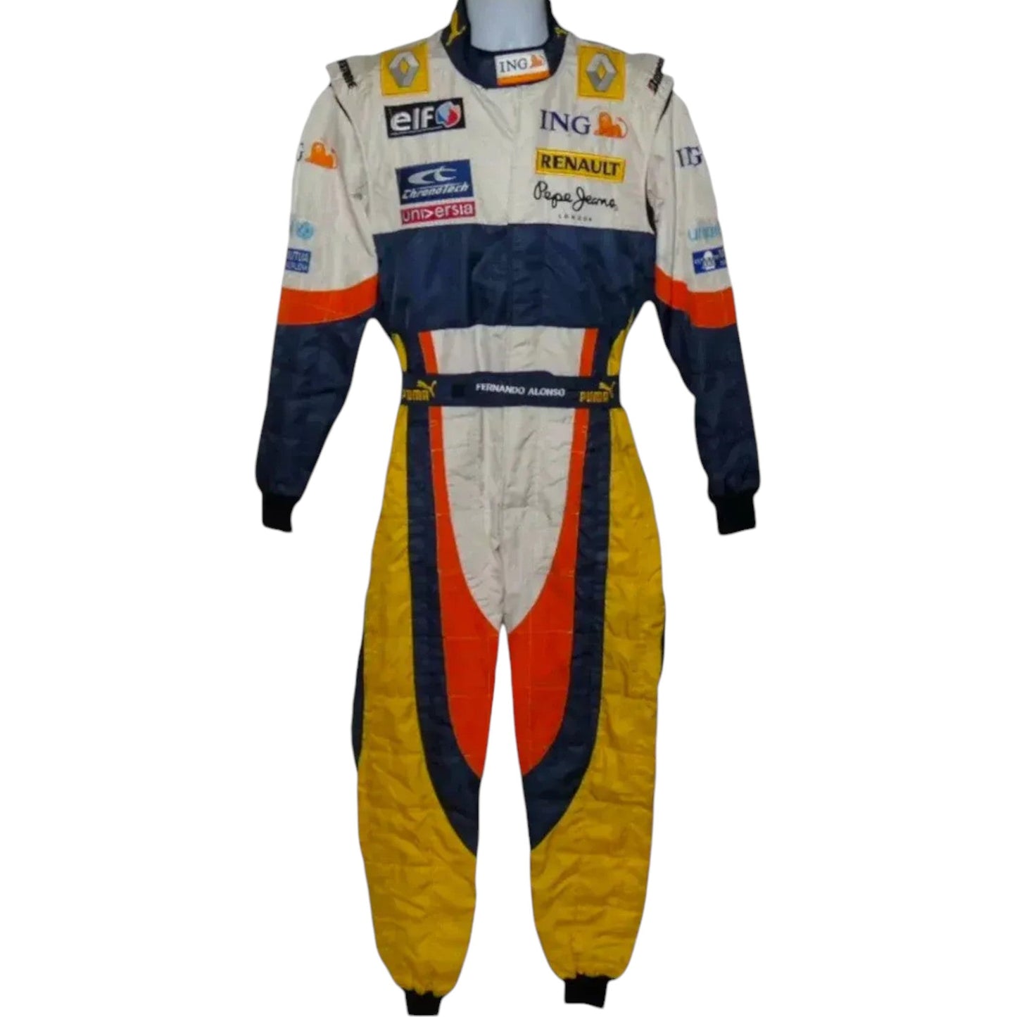 2008 Fernando Alonso Renault F1 Embroidered Racing Suit Rustle Racewears