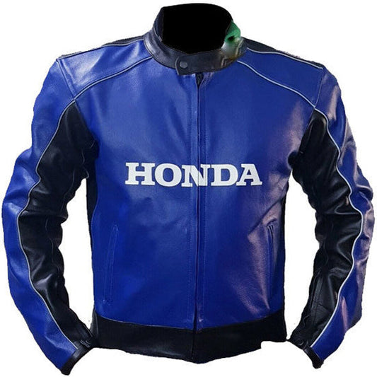 Cowhidea Honda Blue Racing Motorbike Leather Jacket 3A MOTO LEATHER