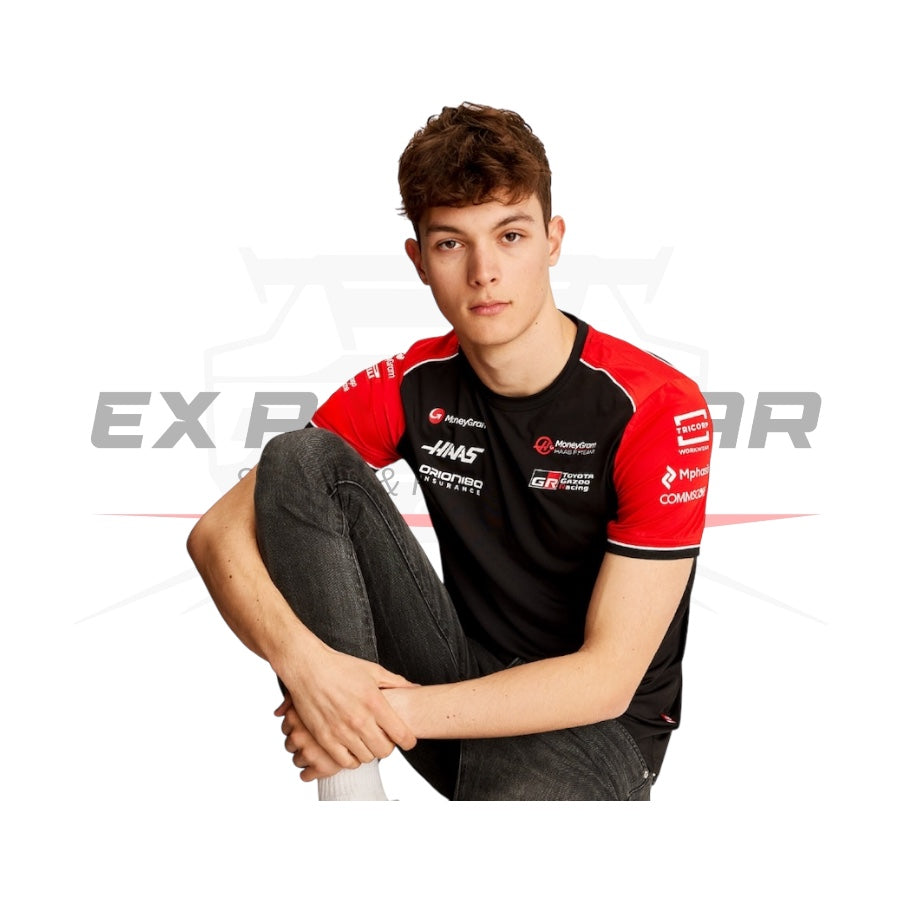 Haas F1 Moneygram 2025 Team T-Shirt - Black Ex Race Gear