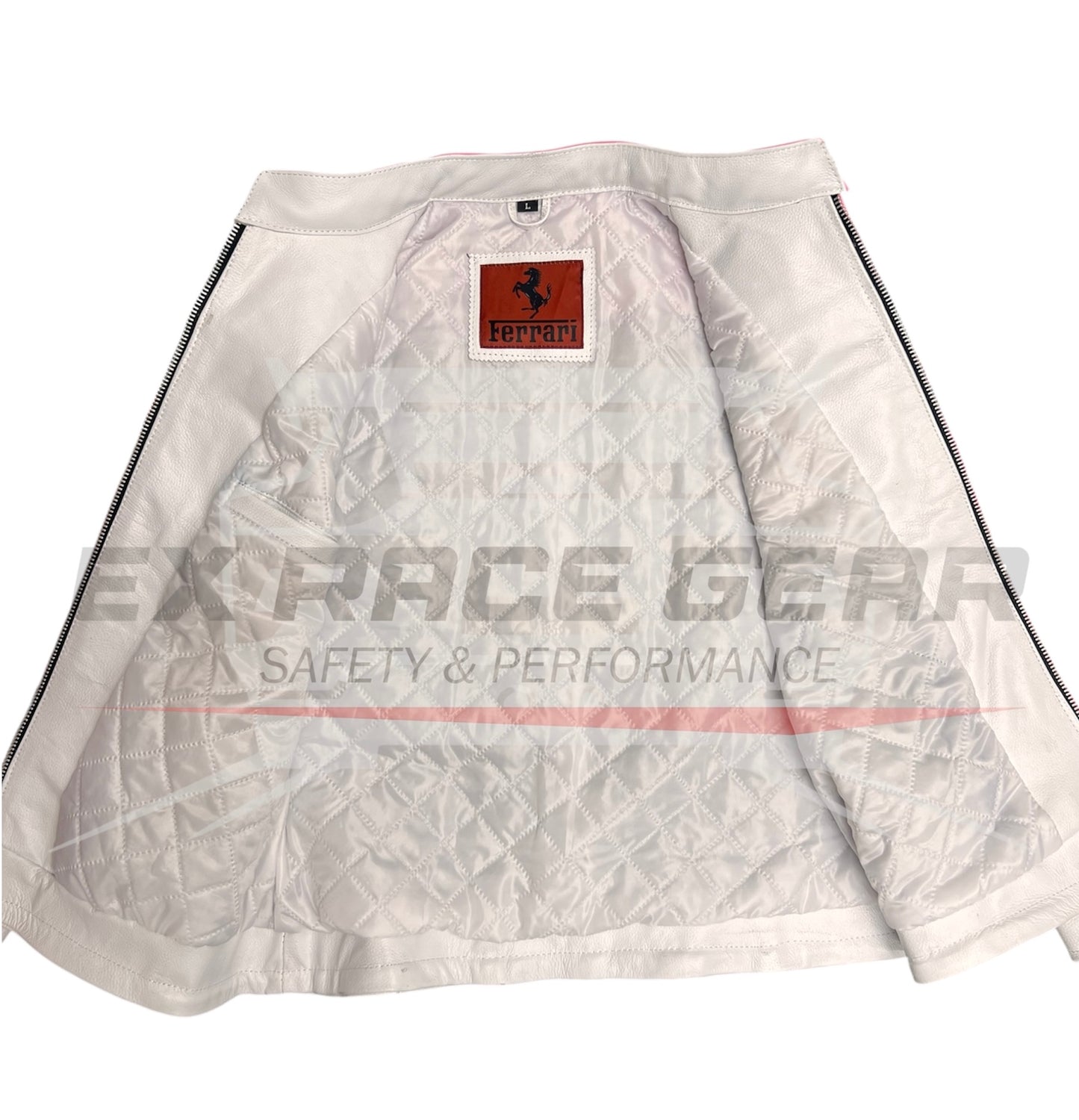 Ferrari Pink Leather F1 Racing Jacket – Vintage Edition