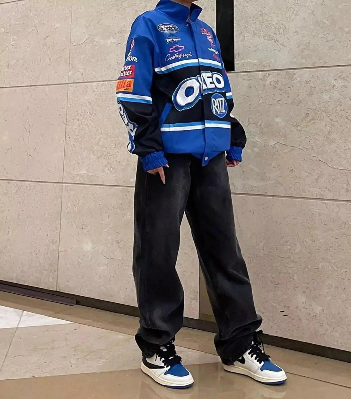 F1 Biker Racing Streetwear Embroidered Bomber Jacket - Speedxcrafts