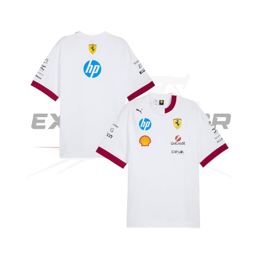 Scuderia Ferrari 2025 Drivers Oversized T-Shirt - White Ex Race Gear
