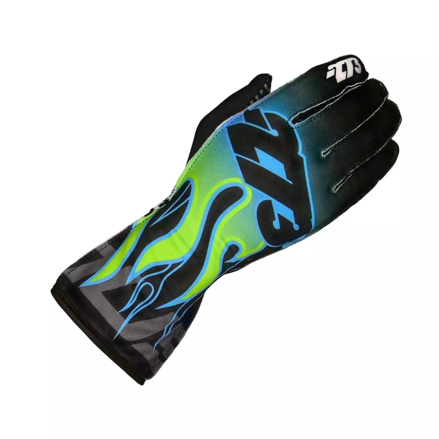 FLAME Black/Cyan/Fluo Green/Yellow Gloves - Ex Race Gear