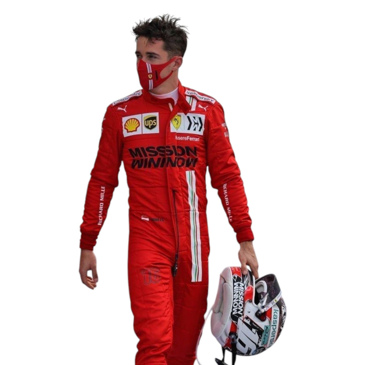2021 Charles Leclerc Race Mission Winnow Scuderia Ferrari F1 Suit Ex Race Gear