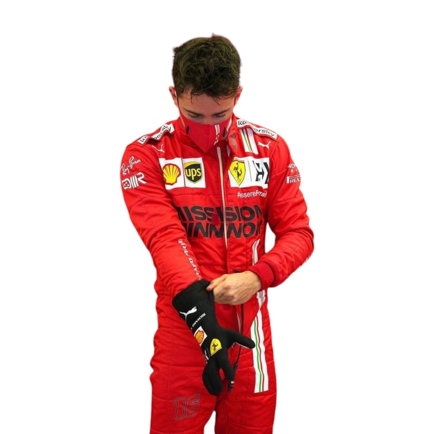 2021 Charles Leclerc Race Mission Winnow Scuderia Ferrari F1 Suit Ex Race Gear