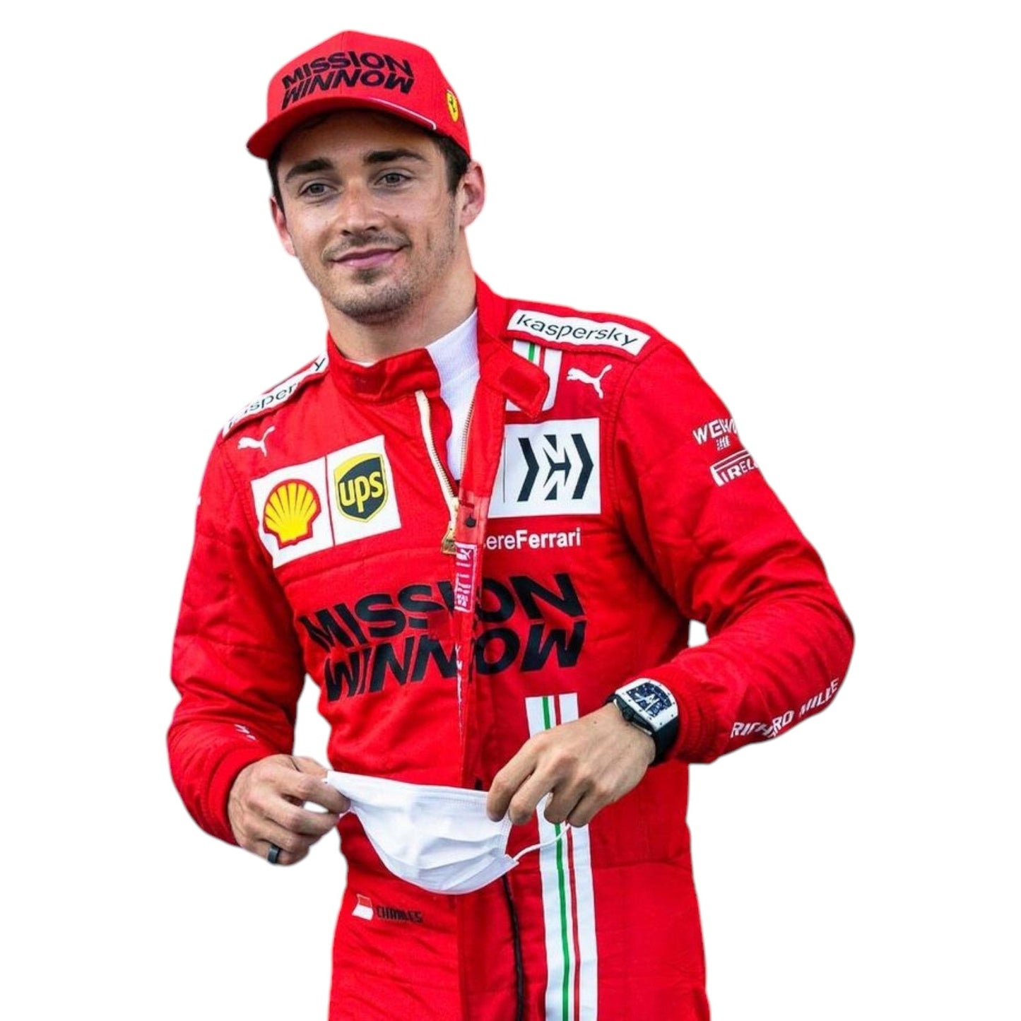 2021 Charles Leclerc Race Mission Winnow Scuderia Ferrari F1 Suit Ex Race Gear