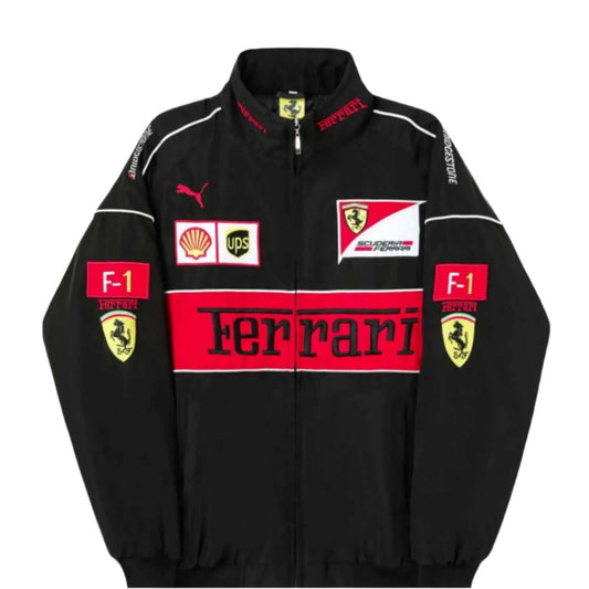 Ferrari F1 Vintage Black Jacket | Classic Motorsport Apparel - Ex Race Gear