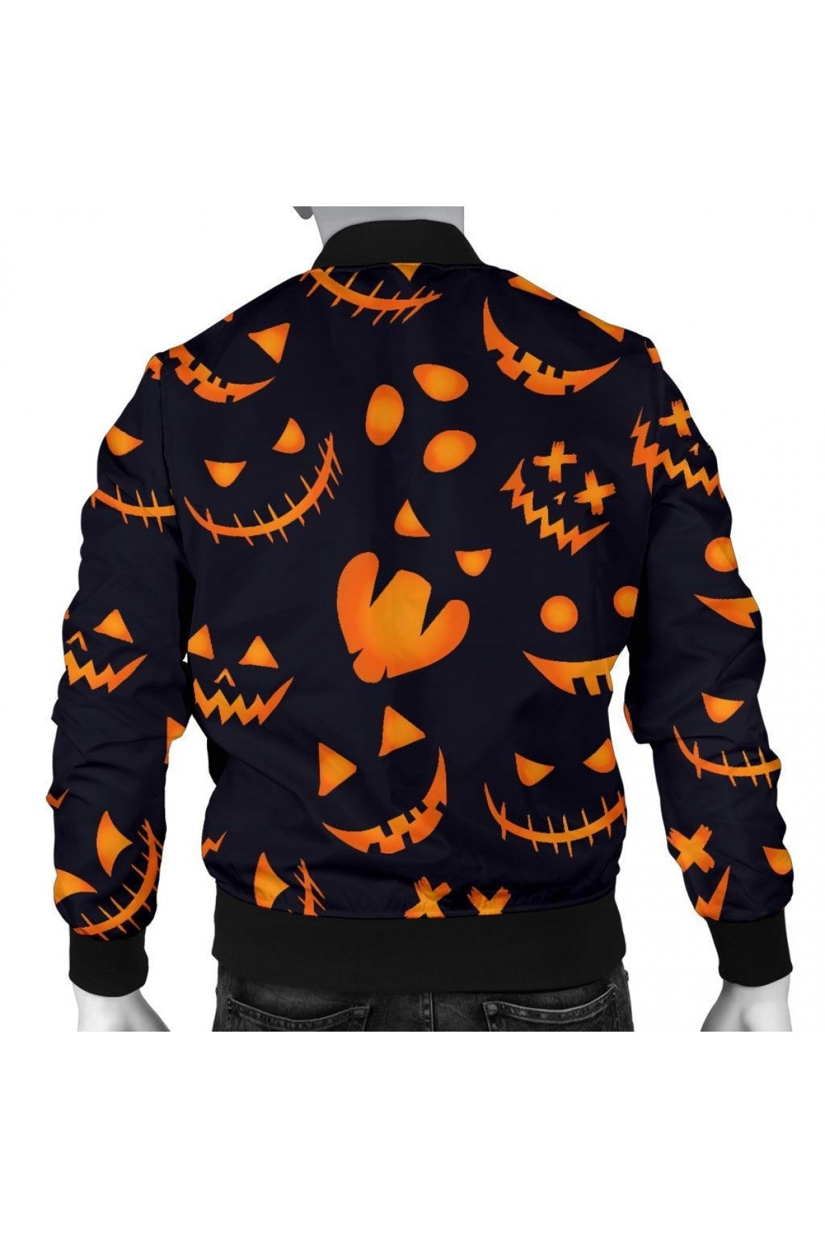 Halloween Pumpkins Pattern Black Jacket – Spooky Seasonal Streetwear Ex Race Gear