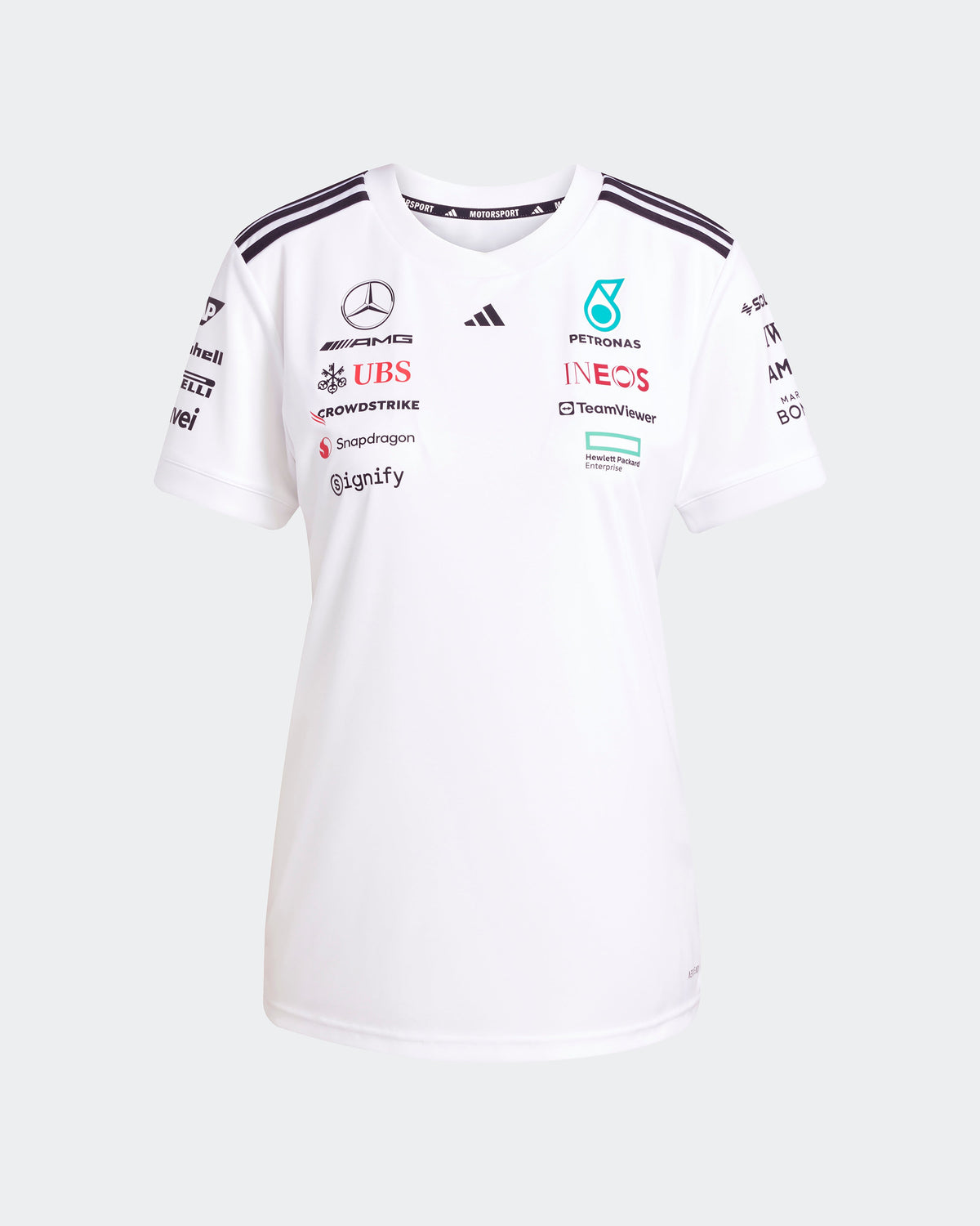 Womens 2025 Team Driver Tee White Mercedes-AMG PETRONAS F1 Team