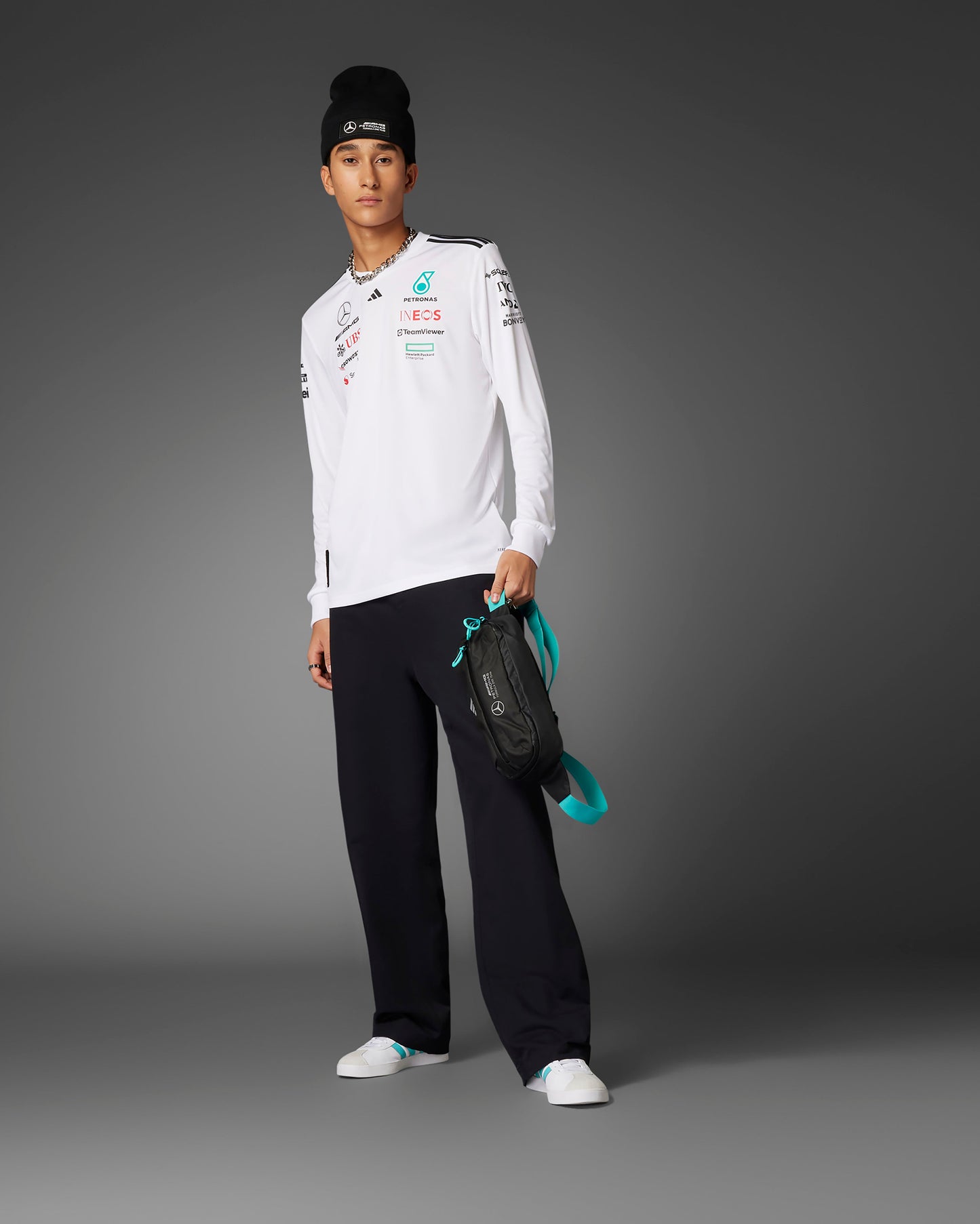 Mens 2025 Team Long Sleeve Driver Tee White - Ex Race Gear
