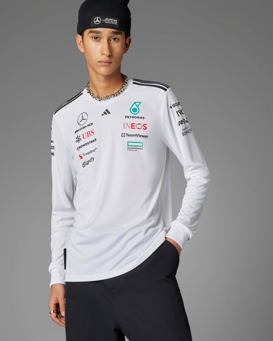 Mens 2025 Team Long Sleeve Driver Tee White - Ex Race Gear