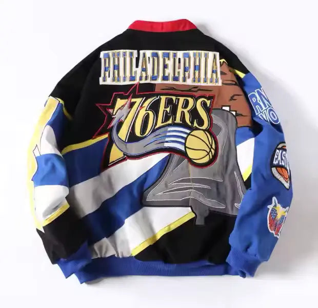 Rare PHILADELPHIA 76ERS Vintage Embroidered Jacket - Unisex SHABA Collection