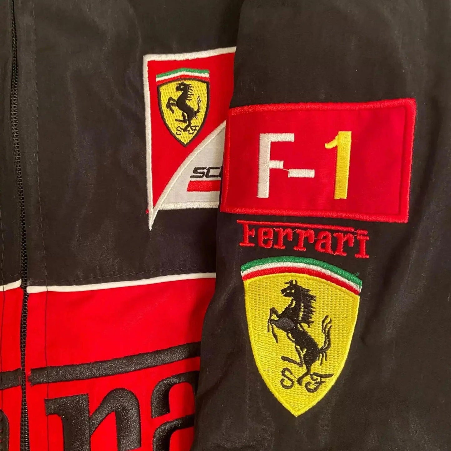 Rare Vintage Style Red and Black Ferrari Racing | Bomber Jacket - Ex Race Gear