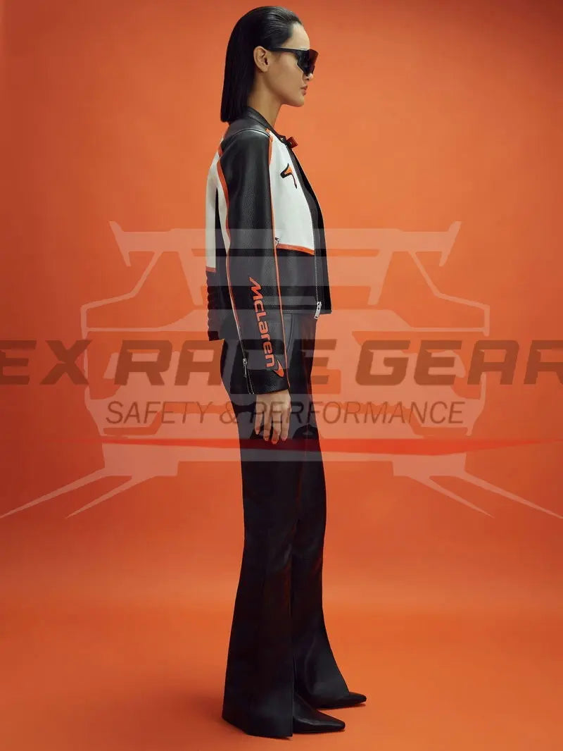 Reiss x McLaren F1 - Peak Colourblock Leather Biker Jacket - Ex Race Gear